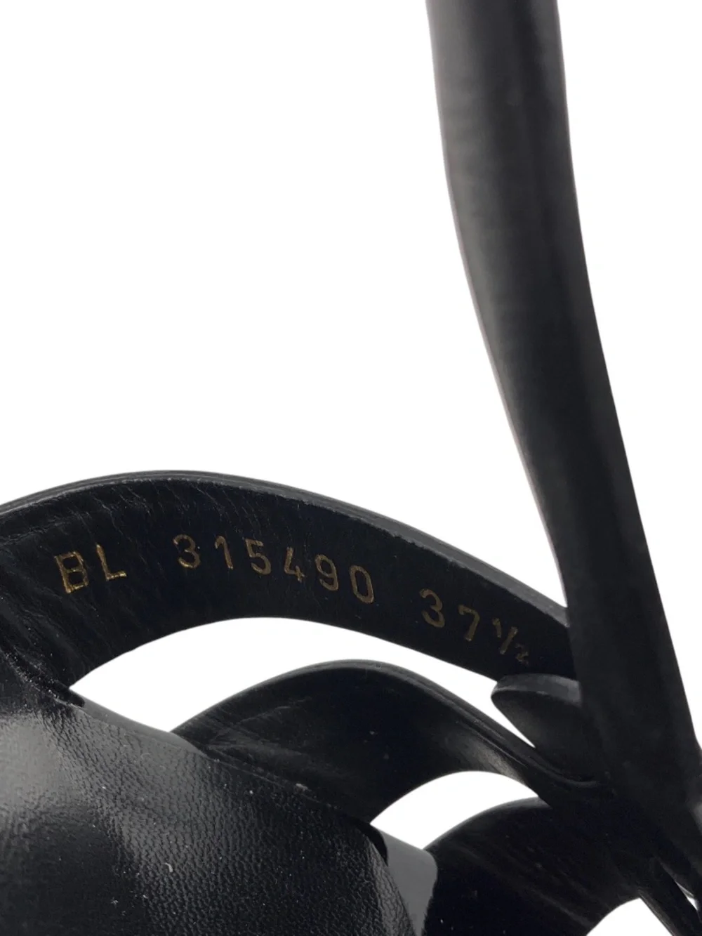 SAINT LAURENT BLACK TRIBUTE PATENT LEATHER SANDALS - Picture 8 of 8